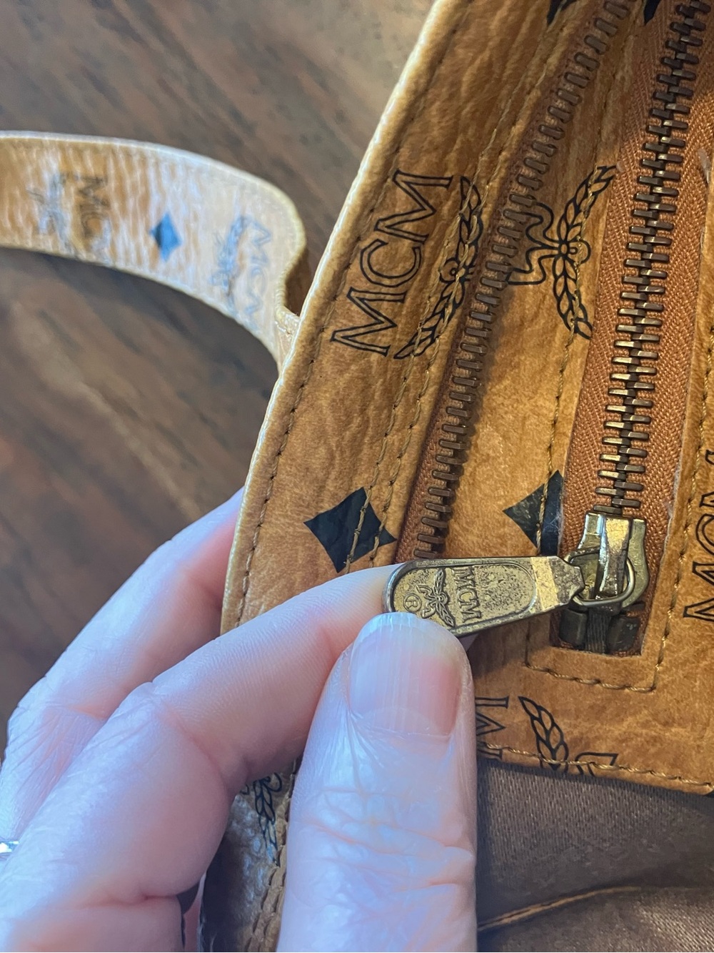 MCM Visetos Monogram Tote in Cognac and Black - Picture 13 of 16